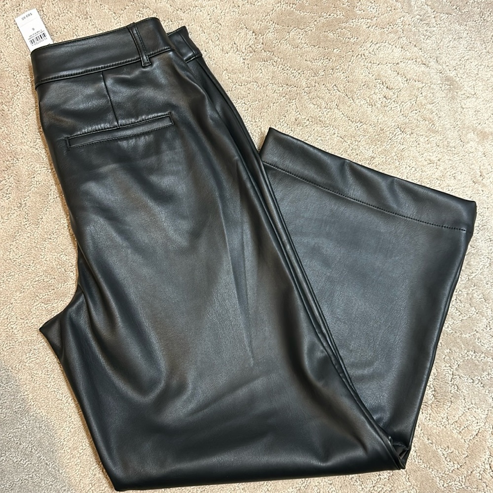 Loft Wide Leg Crop Faux Leather Pants